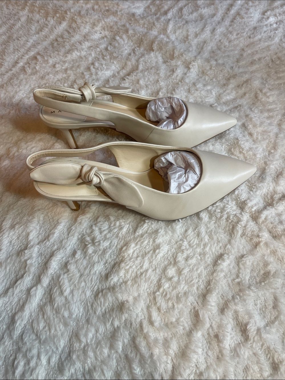 Women's Cream Pointed Slingback Heel - Elegant Slip-On Pump aleX Marie size 7.5